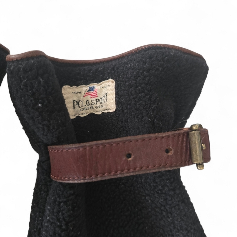 Vintage Polo Sport Ralph Lauren Fleece Gloves Leather Strap Y2K - Picture 3 of 8